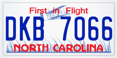 NC license plate DKB7066