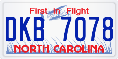 NC license plate DKB7078
