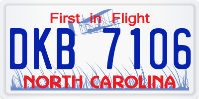 NC license plate DKB7106