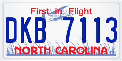 NC license plate DKB7113