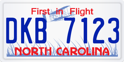 NC license plate DKB7123