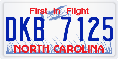 NC license plate DKB7125