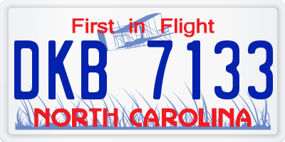 NC license plate DKB7133
