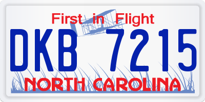 NC license plate DKB7215