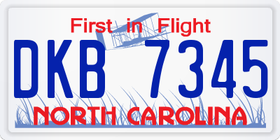 NC license plate DKB7345