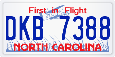 NC license plate DKB7388