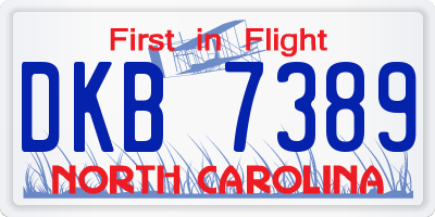 NC license plate DKB7389