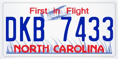 NC license plate DKB7433