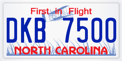 NC license plate DKB7500