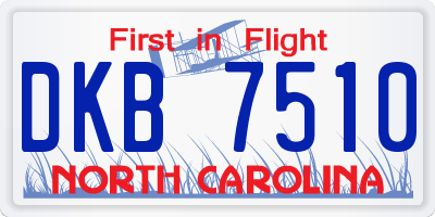 NC license plate DKB7510