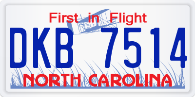 NC license plate DKB7514