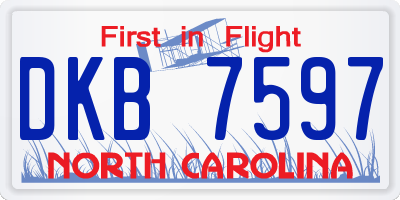 NC license plate DKB7597