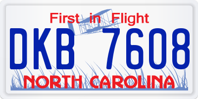 NC license plate DKB7608
