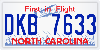 NC license plate DKB7633