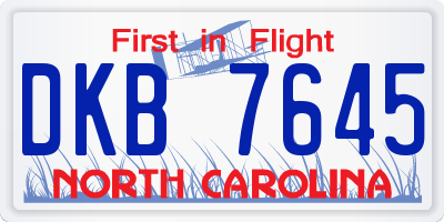 NC license plate DKB7645