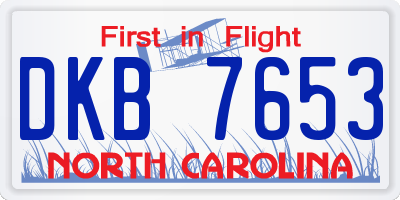 NC license plate DKB7653