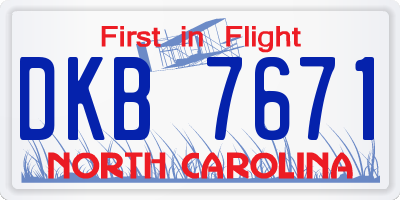 NC license plate DKB7671