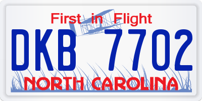 NC license plate DKB7702