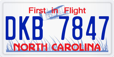 NC license plate DKB7847