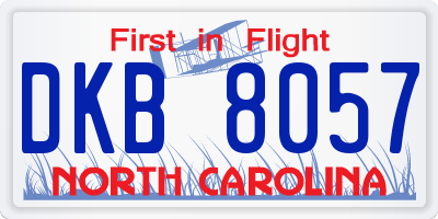 NC license plate DKB8057