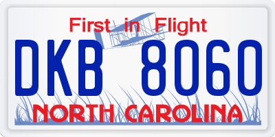 NC license plate DKB8060
