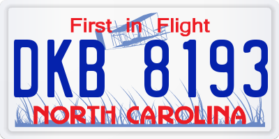 NC license plate DKB8193