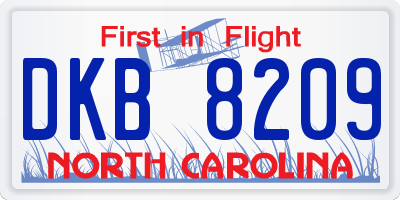 NC license plate DKB8209