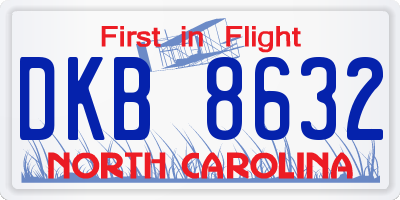 NC license plate DKB8632