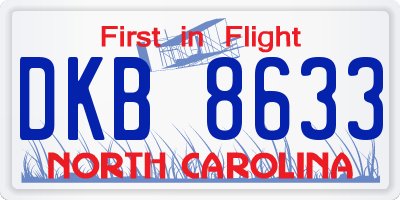 NC license plate DKB8633