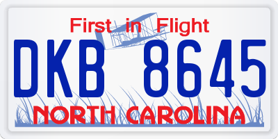 NC license plate DKB8645