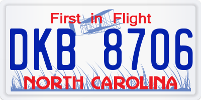 NC license plate DKB8706