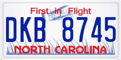 NC license plate DKB8745