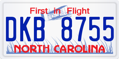 NC license plate DKB8755