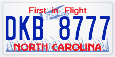 NC license plate DKB8777