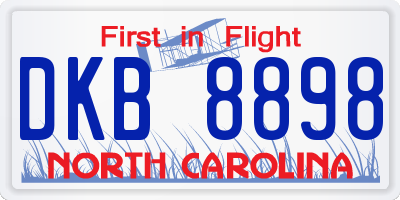 NC license plate DKB8898