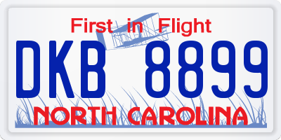 NC license plate DKB8899
