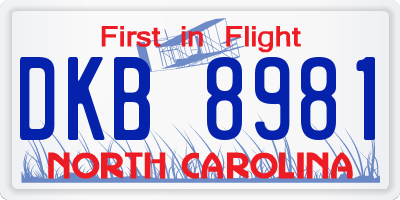 NC license plate DKB8981