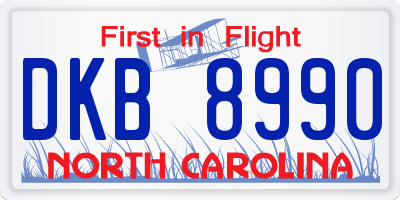 NC license plate DKB8990