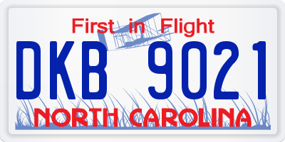 NC license plate DKB9021