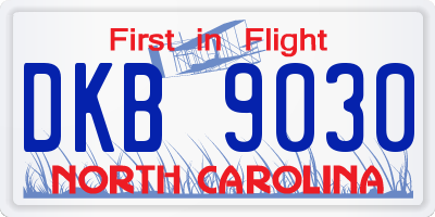 NC license plate DKB9030