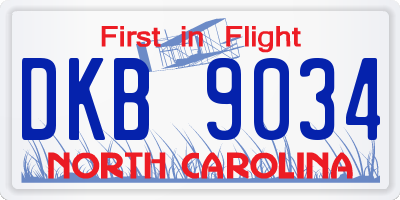 NC license plate DKB9034
