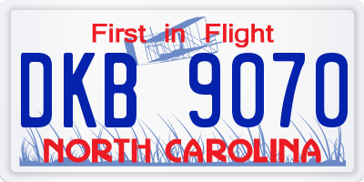 NC license plate DKB9070