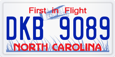 NC license plate DKB9089