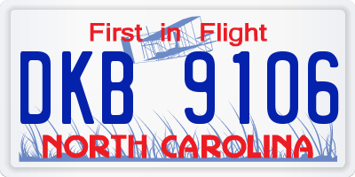 NC license plate DKB9106