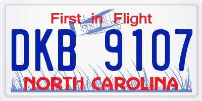 NC license plate DKB9107
