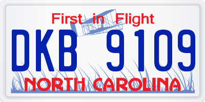 NC license plate DKB9109