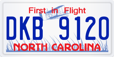 NC license plate DKB9120