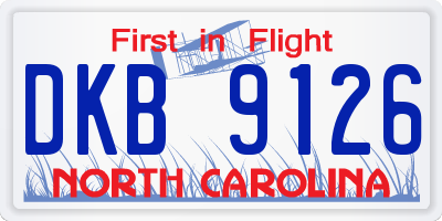 NC license plate DKB9126