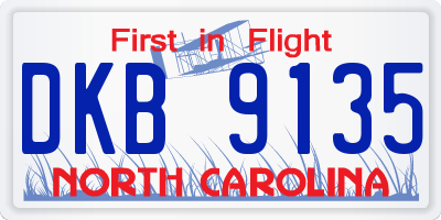 NC license plate DKB9135