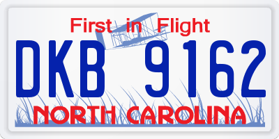NC license plate DKB9162